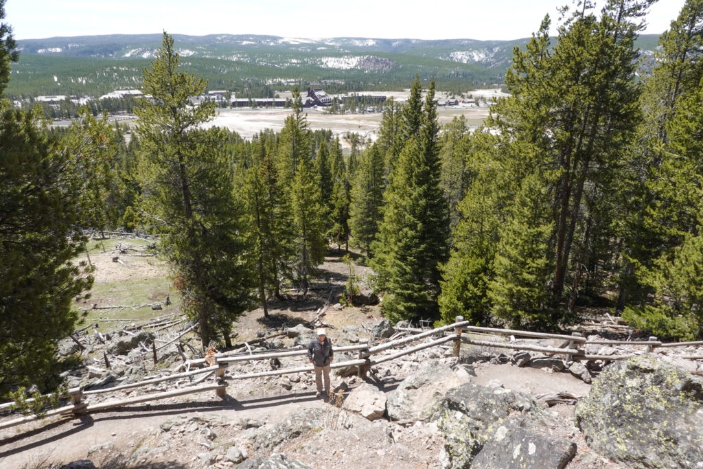 Starting our way on the hike above Old Faithful...